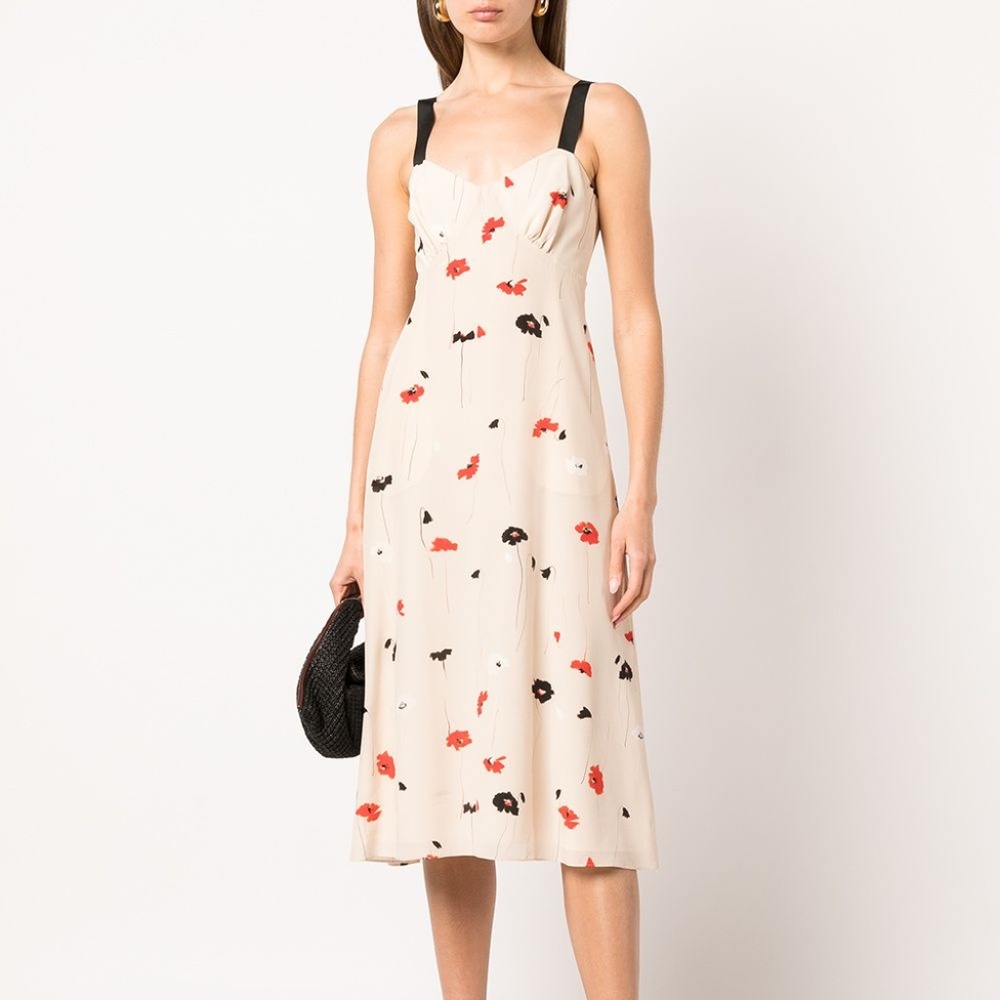 JASON WU PRINTED SLIP DRESS W/ SMOCKING DETAIL US6
